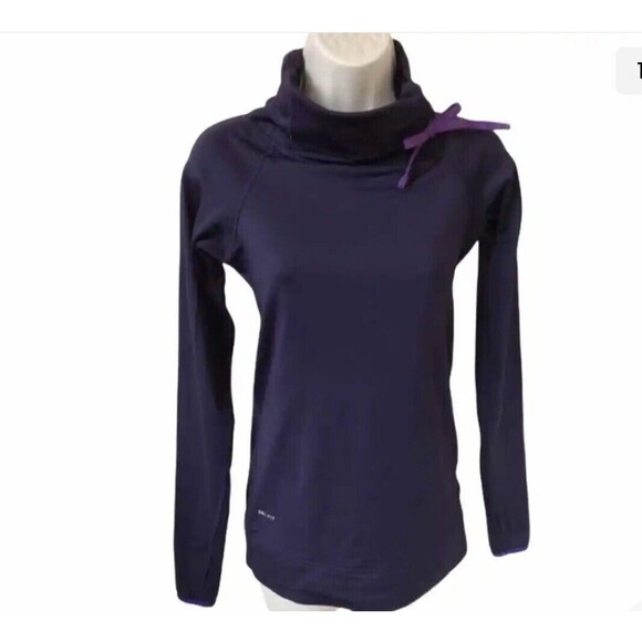 Nike Pro Drifit Athletic Run Base Layer Purple Mock Turtleneck Top Sz S Hyperwar - Picture 1 of 11